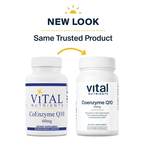 CoEnzyme Q10 60 mg Vital Nutrients new look