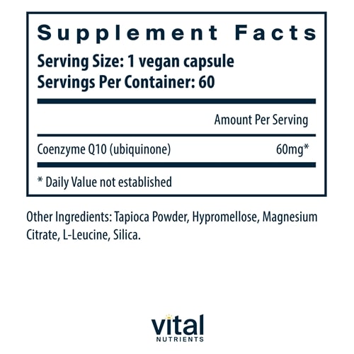 CoEnzyme Q10 60 mg Vital Nutrients supplements