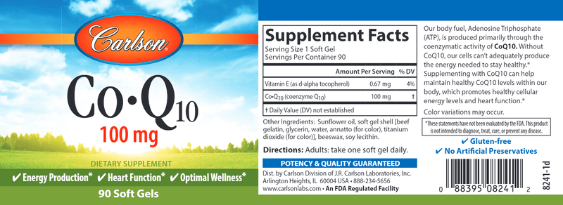 coq10 100 mg carlson labs label