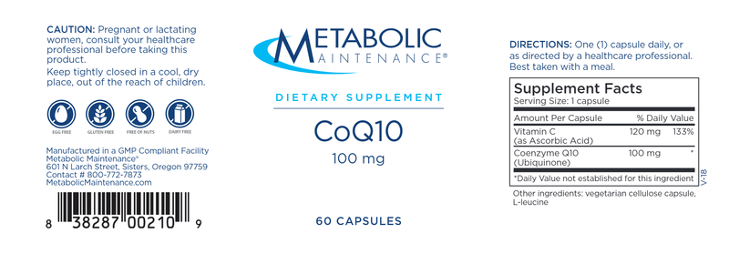CoQ10 100 mg (Metabolic Maintenance) label