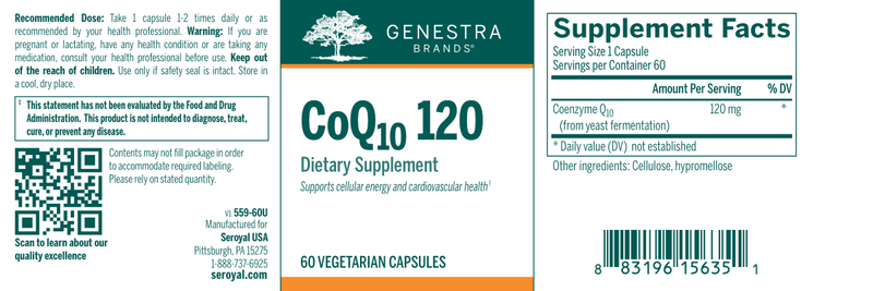 CoQ10 120 label Genestra