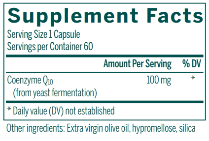 CoQ10 Lipo 100 supplement facts Genestra