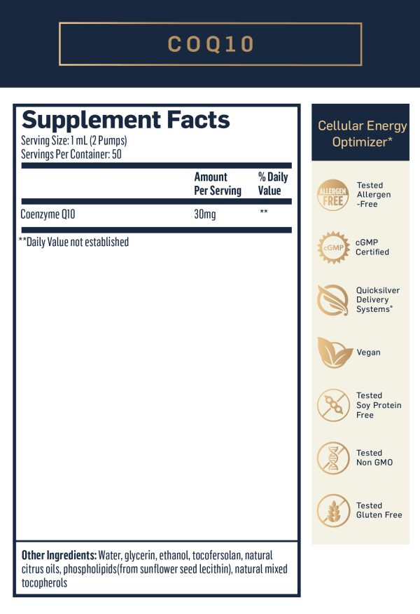 CoQ10 Quicksilver Scientific supplement facts