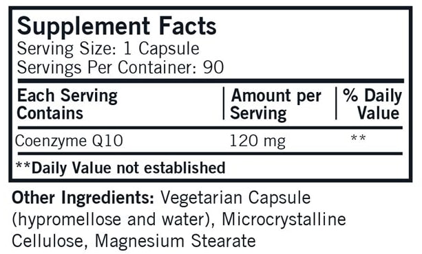 Coenzyme Q10 120mg (Kirkman Labs) supplement facts