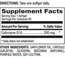 coenzyme q10 200 mg softgels (anabolic laboratories) supplement facts