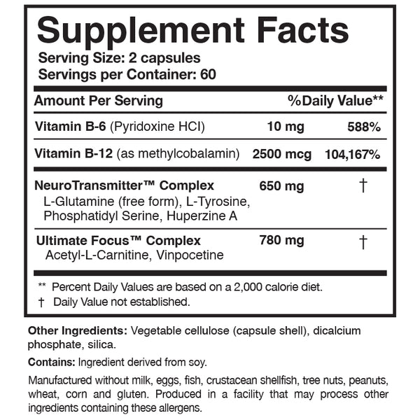 CogniCare Supplement Facts Label