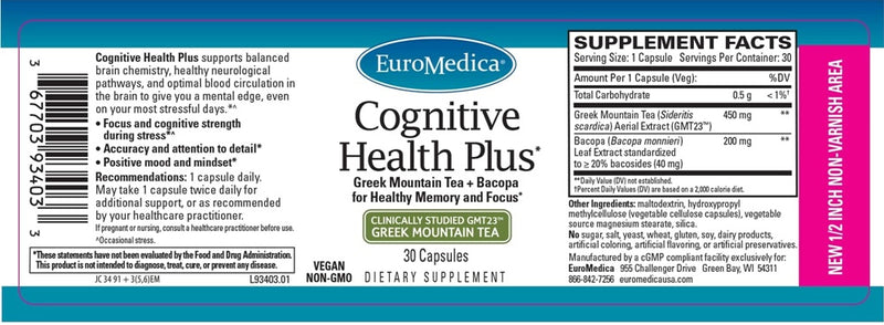 Cognitive Health Plus Euromedica Label