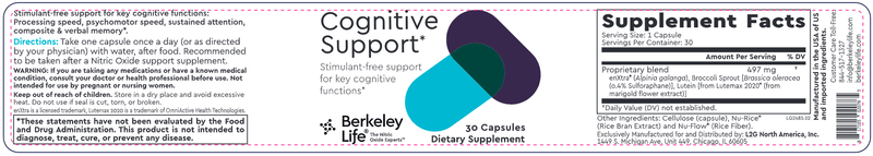 Cognitive Support label Berkeley Life Professional