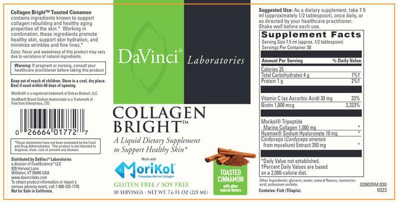 Collagen Bright Toasted Cinnamon (DaVinci Labs) Label