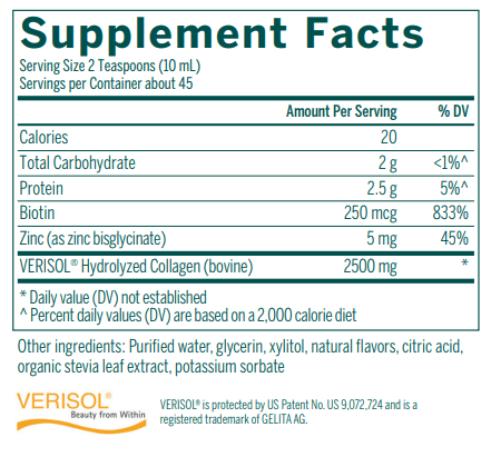 Collagen Liquid Enhanced supplement facts Genestra