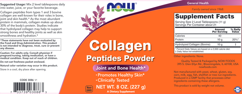 Collagen Peptides (NOW) Label