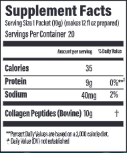 Collagen Protein Packets (Bubs Naturals) supplement facts