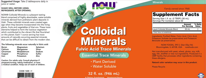 Colloidal Minerals (NOW) Label