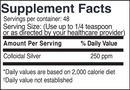 colloidal silver 250 ppm drs advantage supplement facts