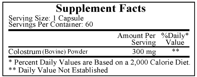 Colostrum (Ecological Formulas) Supplement Facts
