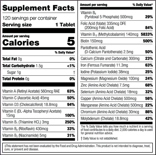 Complete Chewable Multivitamin - Mixed Berry (Bariatric Fusion) supplement facts