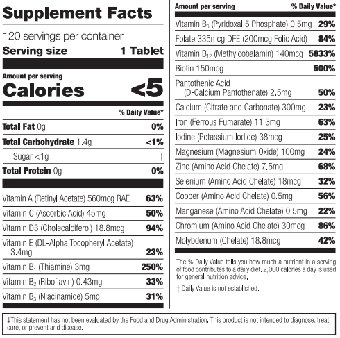 Complete Chewable Multivitamin - Wild Cherry (Bundle) supplement facts (Bariatric Fusion)