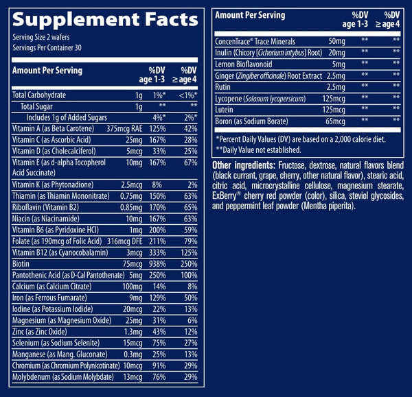 Complete Children's Chewable Supplement Facts Label