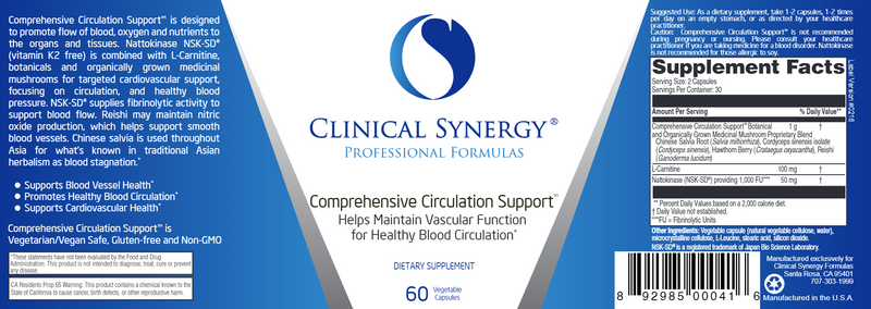 Comprehensive Circulation Support (Clinical Synergy) label