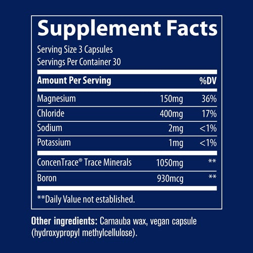 Concentrace Trace Mineral Capsules Supplement Facts Label