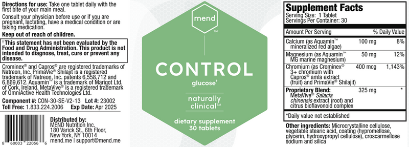 Control Glucose (Mend) Label