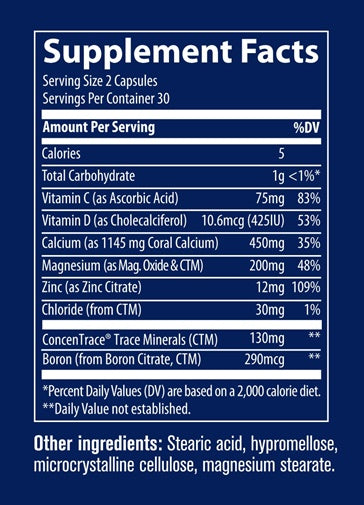 DISCONTINUED - Coral Calcium with ConcenTrace Supplement Facts Label