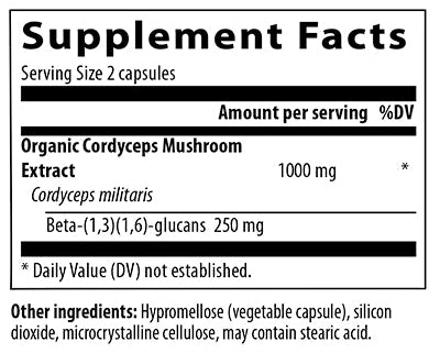 Cordyceps Mushroom Extract Capsules (Real Mushrooms) supplement facts