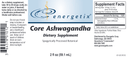 core ashwagandha (energetix) label