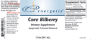 core bilberry energetix label