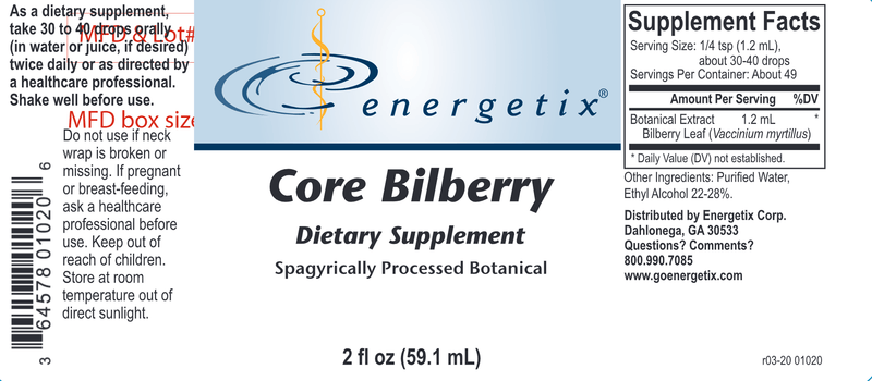 Core Bilberry (Energetix) Label