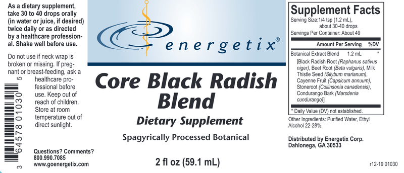 core black radish blend energetix label