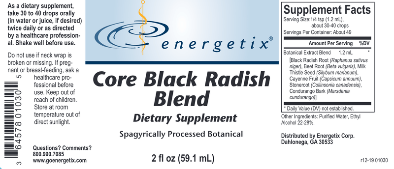 Core Black Radish Blend (Energetix) Label