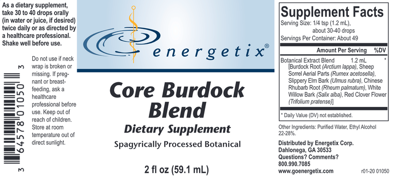 Core Burdock Blend (Energetix) Label