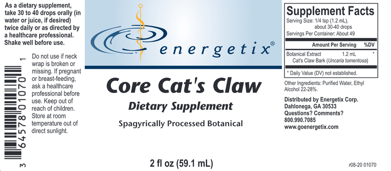 core cat's claw (energetix) label