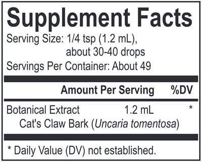 Core Cat's Claw (Energetix) Supplement Facts
