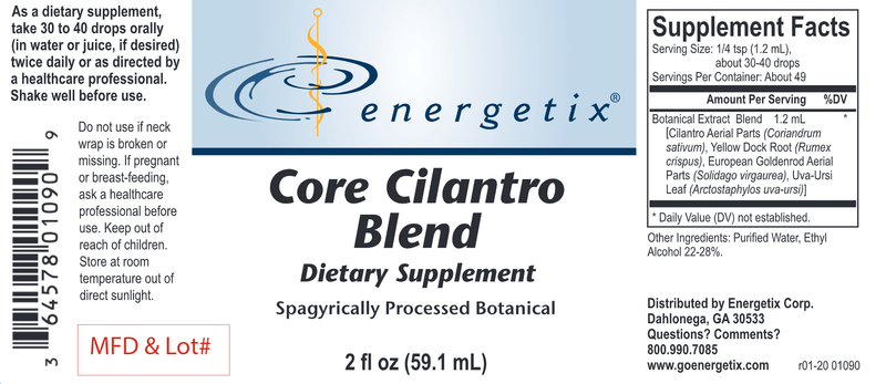 Core Cilantro Blend (Energetix) Label