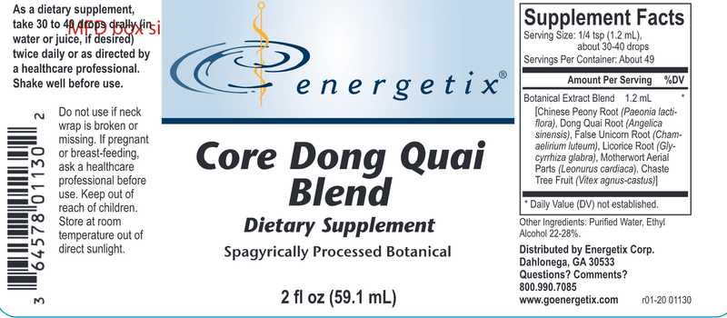 Core Dong Quai Blend (Energetix) Label