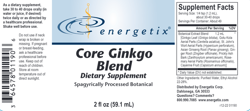 Core Ginkgo Blend (Energetix) Label