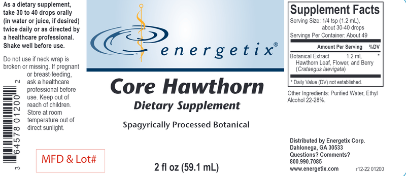 Core Hawthorn (Energetix) Label