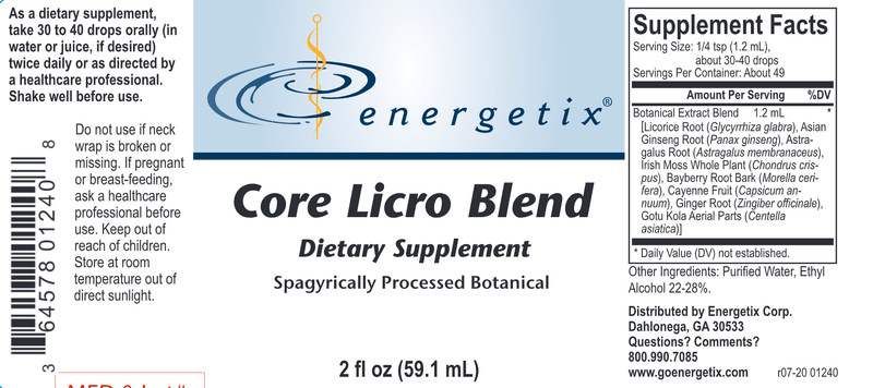 Core Licro Blend (Energetix) Label