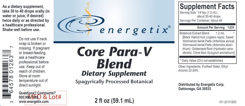 Core Para-V Blend (Energetix) Label