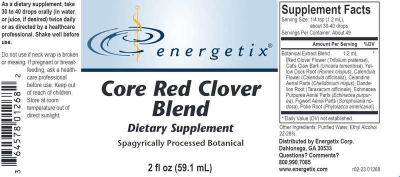 Core Red Clover Blend (Energetix) Label