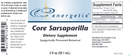core sarsaparilla (energetix) label