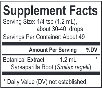 Core Sarsaparilla (Energetix) Supplement Facts