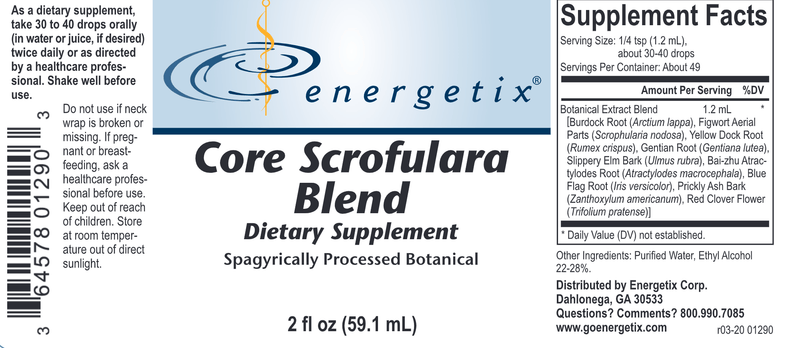 Core Scrofulara Blend (Energetix) Label
