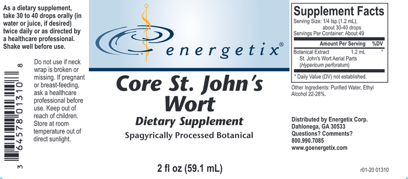 Core St. John's Wort (Energetix) Label
