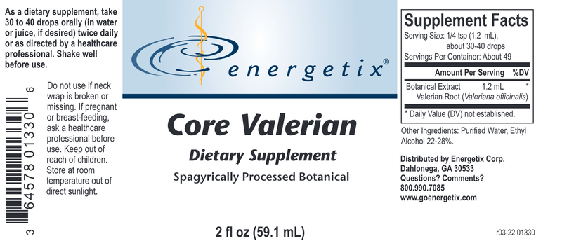 Core Valerian (Energetix) Label