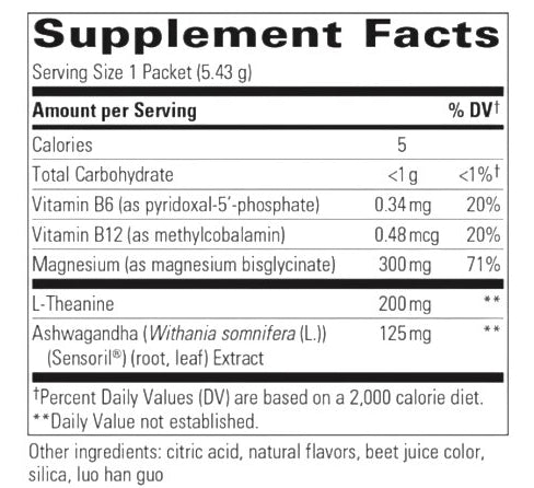 Cortisol Manager Calm Packet Supplement Facts Label