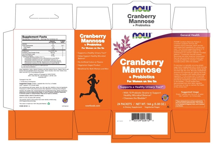 cranberry mannose + probiotics now foods label