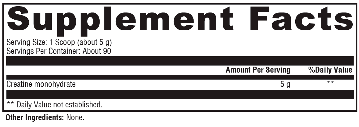 Creatine Athletix Supplement Facts Label